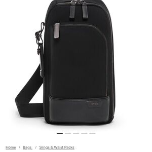Tumi Black Nylon & Leather Sling Bag